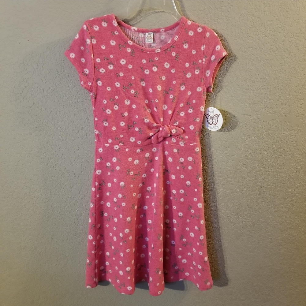 Sunset Butterfly Girls Pink Floral Short Sleeve Dress Size Medium 10-12